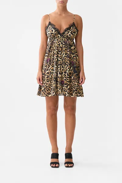 Camilla Bralette Detail Short Dress Saints And Sisters In Brown