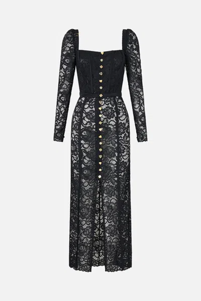 Camilla Bust Detail Dress With Long Sleeve Taurus Rising In Black