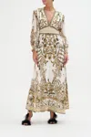 Camilla Button Dress With Shaped Waistband Road To Richesse In Gold/white
