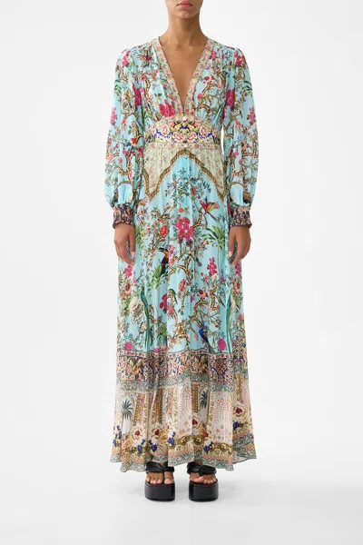 Camilla Button Dress With Shaped Waistband Sultans And Queens In Blue