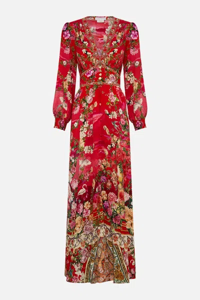 Camilla Button Dress With Shaped Waistband Sweet Home Alexandria In Red
