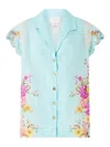 Camilla Button Floral Blouse In Blue