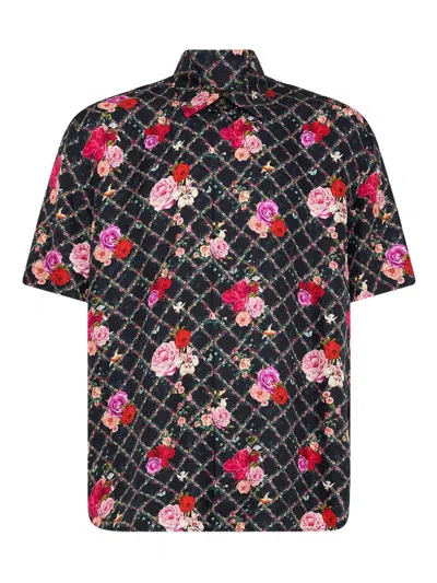 Camilla Button Floral-print Shirt In Black