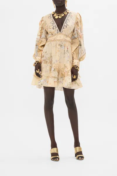 Camilla Button Front Frill Dress Adorned In Antiquity