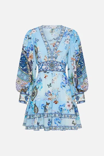 Camilla Button Front Frill Dress Al Manial Palace Memoirs In Blue