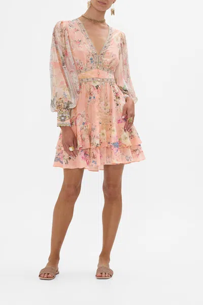 Camilla Button Front Frill Dress The Jewellery Palace In Pink