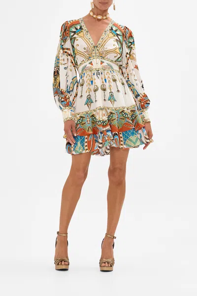 Camilla Button Front Frill Dress Valley Of The Queens In Multi