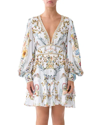 Camilla Button Front Frill Dress In Animal Print