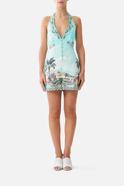 Camilla Button Front Halter Playsuit Balearic Bebé In Multi