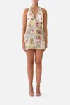 Camilla Button Front Halter Playsuit Painted Prayers In Multi