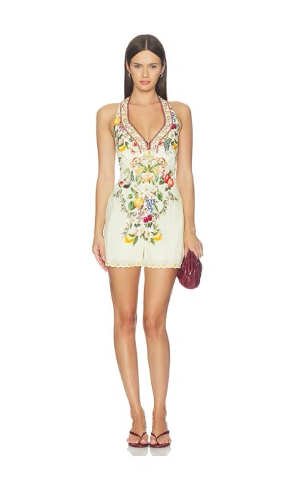 Camilla Button Front Halter Playsuit In Va Va Vintage