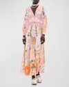 Camilla Button-front Linen Maxi Dress With Shaped Waistband In Clever Clogs