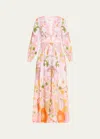 CAMILLA BUTTON-FRONT LINEN MAXI DRESS WITH SHAPED WAISTBAND