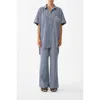 Camilla Button Front Lounge Pant In Blue