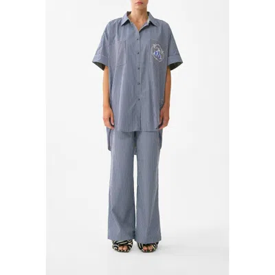 Camilla Button Front Lounge Pant In Blue