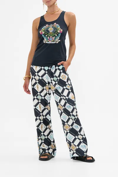 Camilla Button Front Lounge Pant Folk Afloat In Black