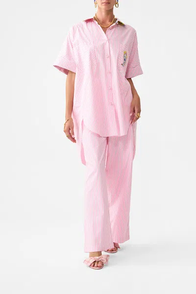 Camilla Button Front Lounge Pant Salty Splendour In Pink