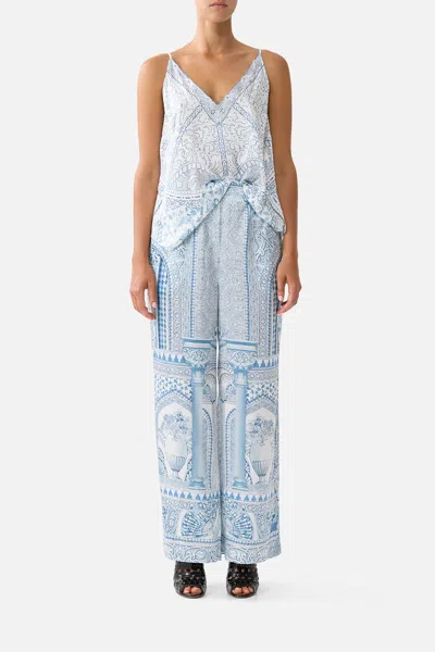 Camilla Button Front Lounge Pant The Hum Of The Alhambra In Blue