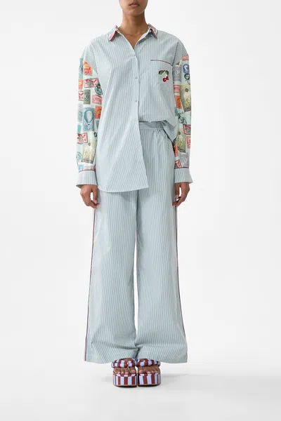 Camilla Button Front Lounge Pant With Love From Türkiye In Blue