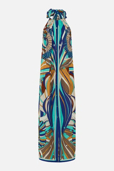 Camilla Button Front Opening Dress Oasis Oracle In Multi