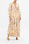 Camilla Button Maxi Dress With Shaped Waistband In Adorned In Antiquity In Multi