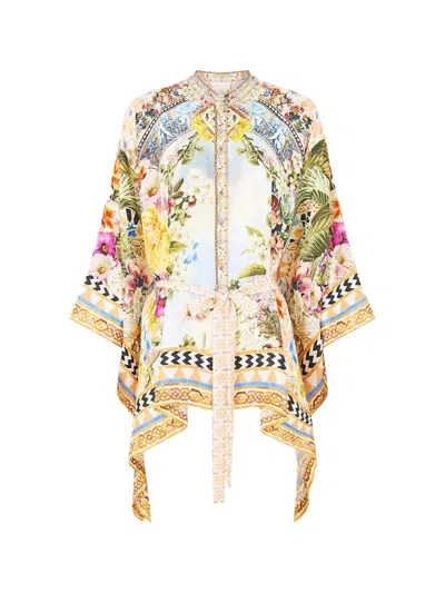 Camilla Button Scarf Kaftan In Neutral