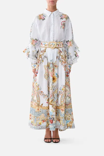 Camilla Button Shirt With Frill Detail Seville Sweetheart In Blue