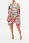 Camilla Button Through Batwing Short Kaftan Giza Goddess In Multi