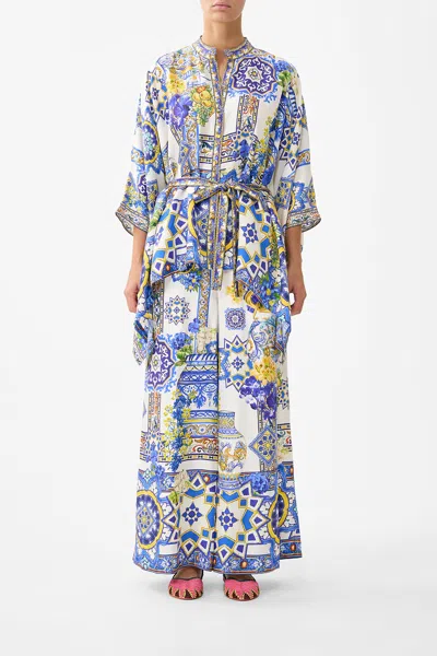 Camilla Button Through Scarf Blouse España Nirvana In White