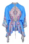 Camilla Button Through Scarf Blouse Footsteps In Folklore In Blue