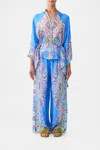 Camilla Button Through Scarf Blouse Footsteps In Folklore In Blue