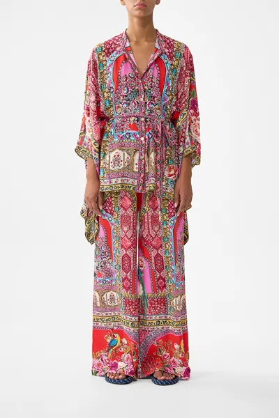 Camilla Button Through Scarf Blouse Heirloom Empire In Red