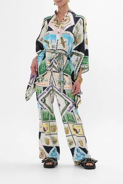 Camilla Button Through Scarf Blouse My Porto Pen Pal In Multi