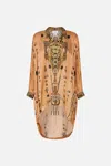 Camilla Button Up Top With Draped Back Kingdom Of Heiroglyphs