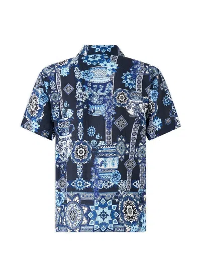 Camilla Cabana Short-sleeve Printed Shirt In Blue