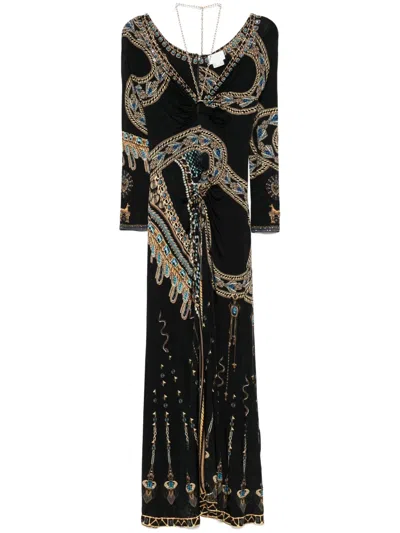 Camilla Ruched Jersey Dress With Hardware And Chain Call Me Cleopatra