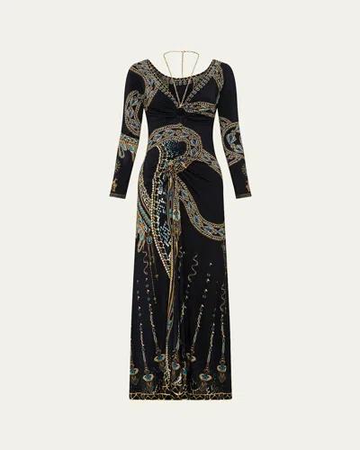 CAMILLA CALL ME CLEOPATRA RUCHED JERSEY CHAIN MAXI DRESS