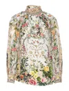 Camilla Floral Silk Raglan Button-front Shirt In Multicolour