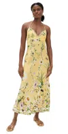 Camilla Chain Detail Bias Cut Silk Charmeuse Slipdress In Yellow