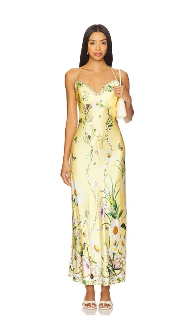 Camilla Chain Detail Slip Dress In Gold