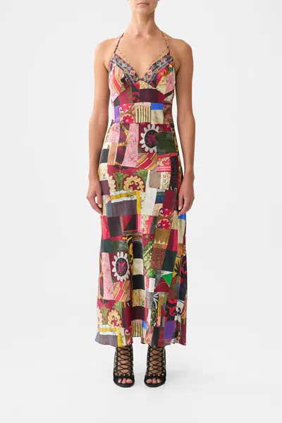 Camilla Chain Detail Slip Dress Patchwork Alchemy In Multi