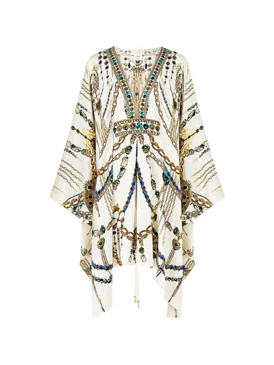 Camilla Chain Gang Silk Mini Dress In 화이트