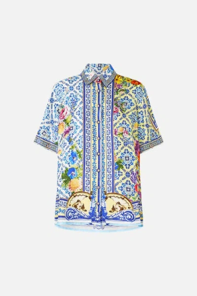 Camilla Crystal-embellished Printed Silk-twill Shirt In Multi