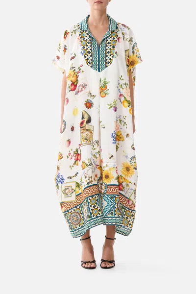 Camilla Collared Kaftan With Front Pleat Detail Magic Of The Mercado In Multi