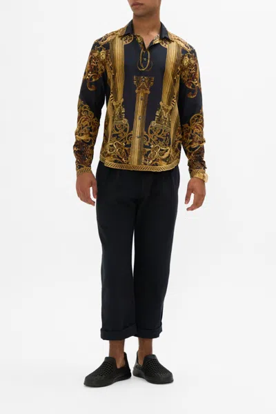 Camilla Collared Long Sleeve Shirt Era Of Empires In Black