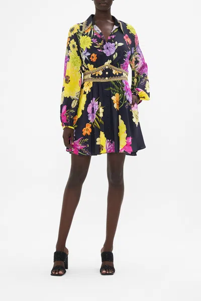Camilla Collared Shaped Waistband Dress Peace Be With You In Black