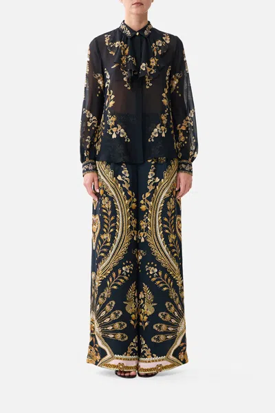 Camilla Collared Shirt With Frill Neck Detail Taurus Rising In Black