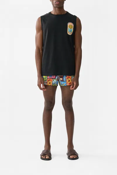 Camilla Contrast Panel Sleeveless Tee Sal Do Mar In Black