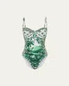 Camilla Corridor Of Calm Ruched Cup Underwire One-piece Swimsuit In Corridor Of Calm