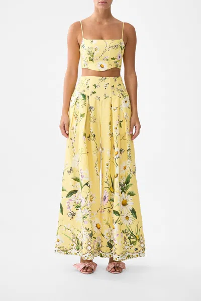 Camilla Corset Crop Top Daisy Chains In Yellow